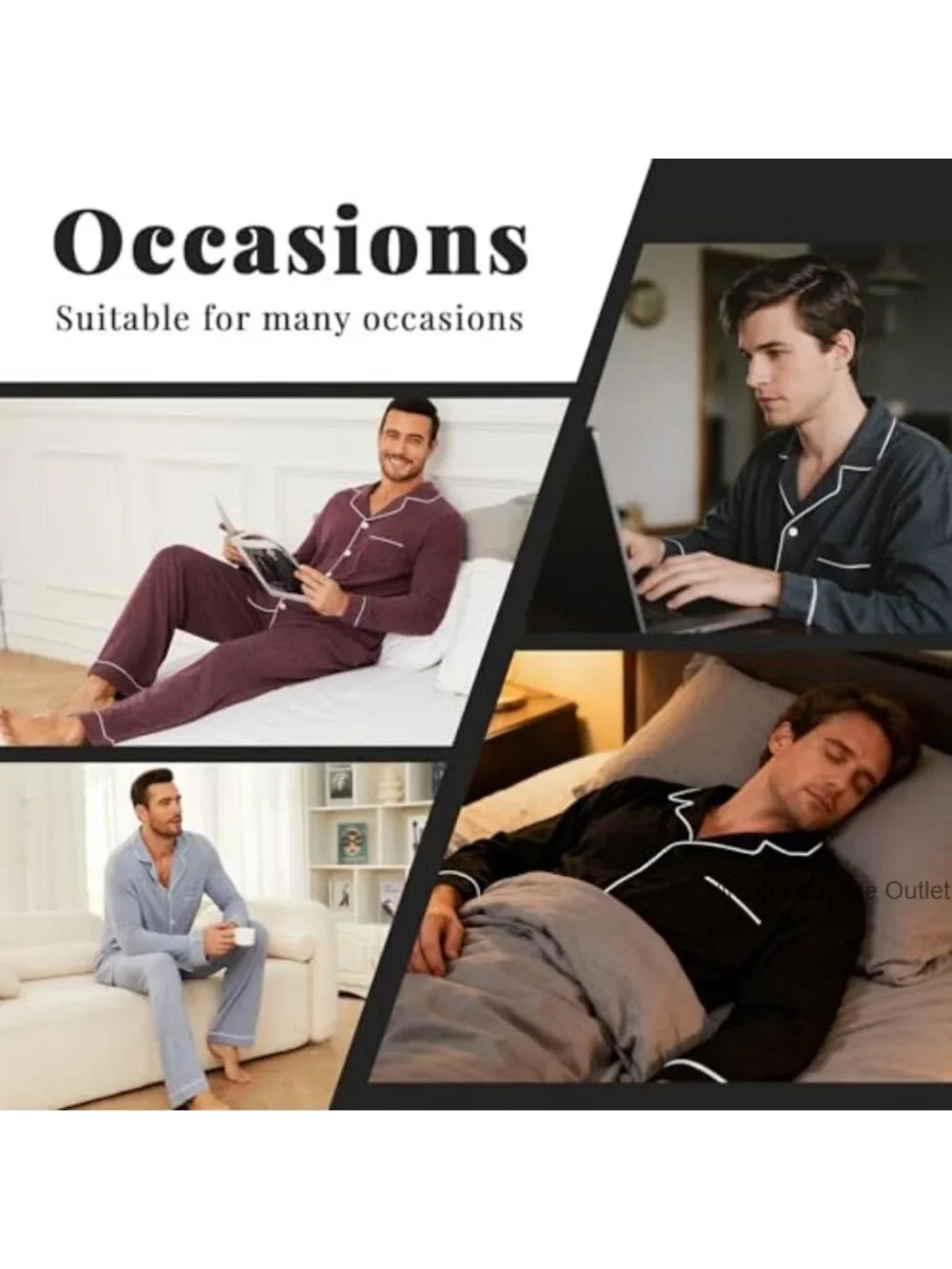 Ultra Soft Pajama Set, Stretch Long Sleeve Button-Down Lounge Sleepwear for Men